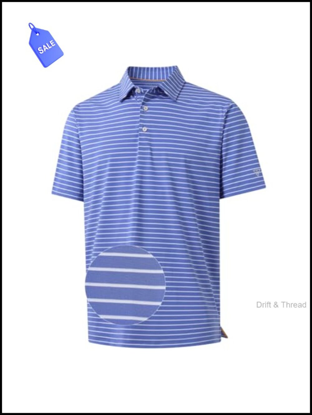 Men's Golf Polo Moisture Wicking Striped Short Sleeve Performance Shirt